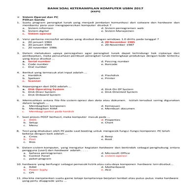 Bank soal usbn 2017 ket komputer ktsp