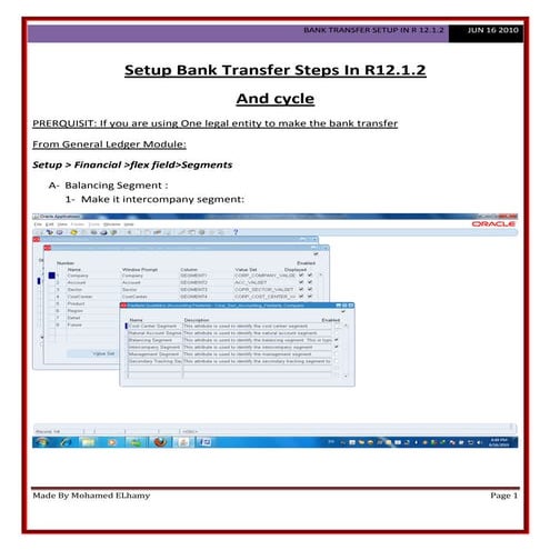 Bank tansfer setup 12.1.2
