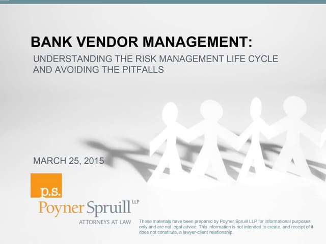 The Hazards of Vendor Management - presented to NC Bankers Association by Ric...