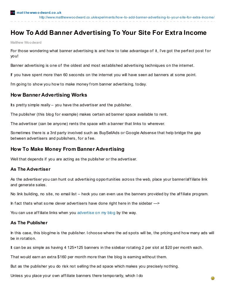 Adding Banner Advertisements To Your Website For More Cash