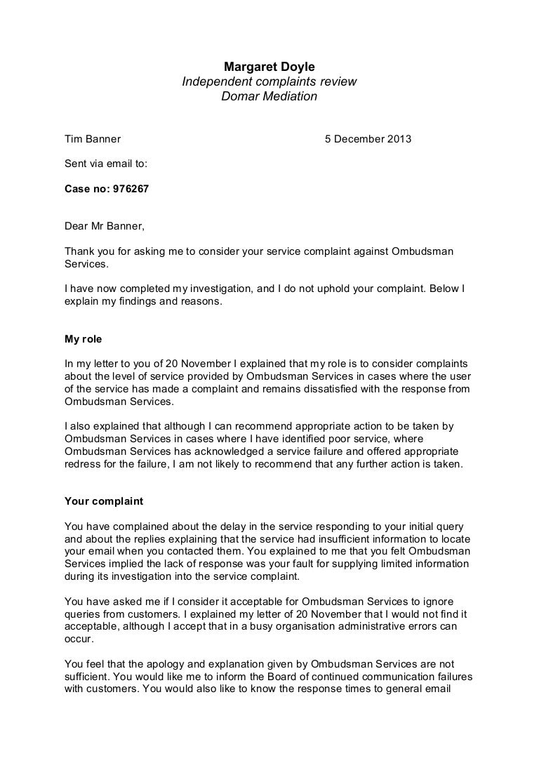 independent assessor complaint decision letter 051213 how to end a cover letter email