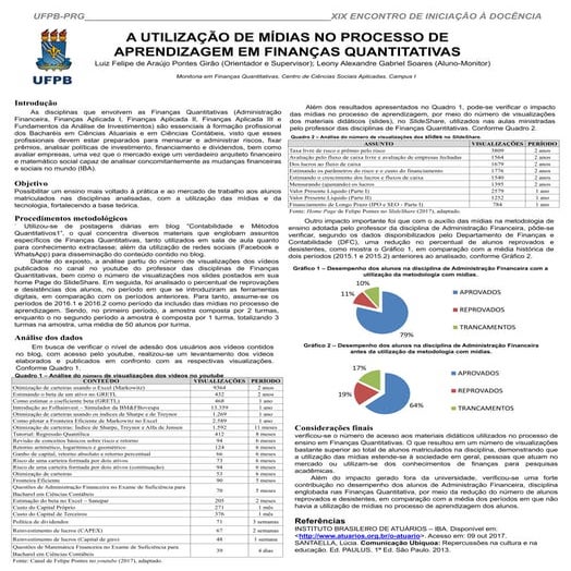A utilização de mídias no processo de aprendizagem em finanças quantitativas