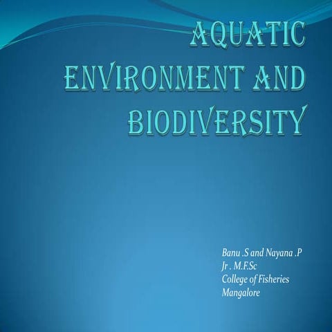 aquatic environment and biodiversity
