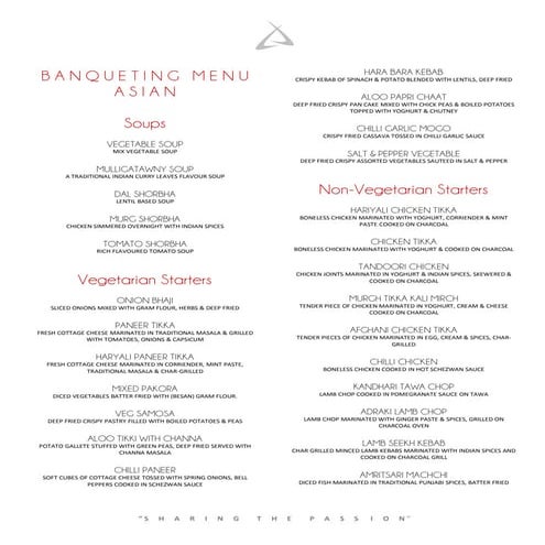 Banqueting menu londondarbar