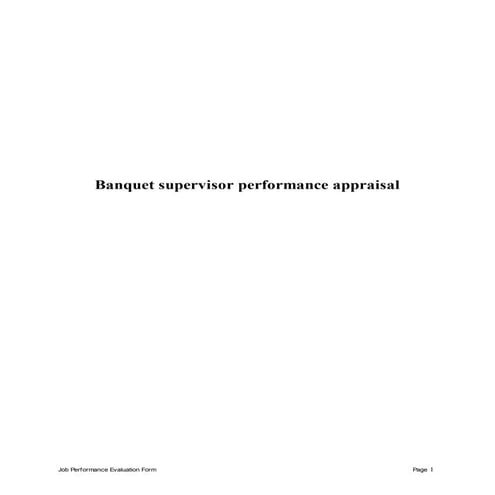 Banquet supervisor perfomance appraisal 2