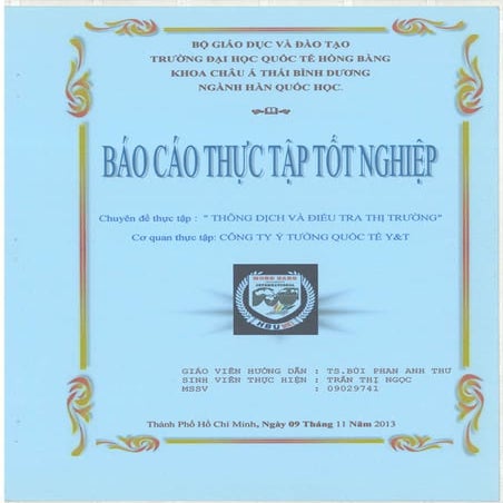 Báo cáo thực tập ngành ngôn ngữ Hàn, Hàn quốc học, Thông dịch!