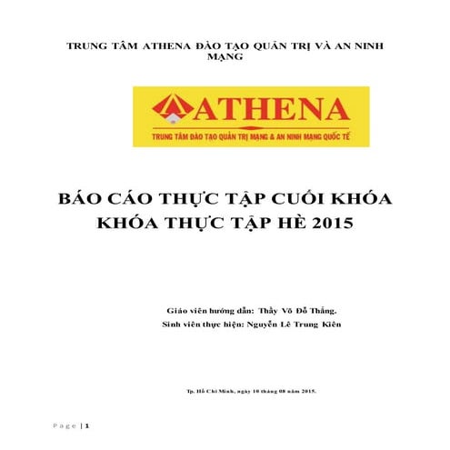 BÁO CÁO THỰC TẬP TRUNG TÂM ATHENA - Nguyễn Lê Trung Kiên
