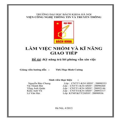 Bao cao   kỹ năng trả lời phỏng vấn xin việc