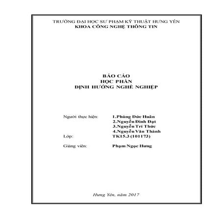 Bài báo cáo học phần Định hướng nghề nghiệp, 9đ