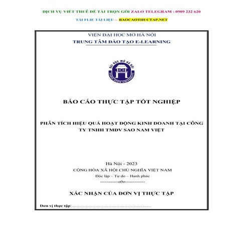Báo Cáo Thực Tập Phân Tích Hiệu Quả Hoạt Động Kinh Doanh Tại Công Ty