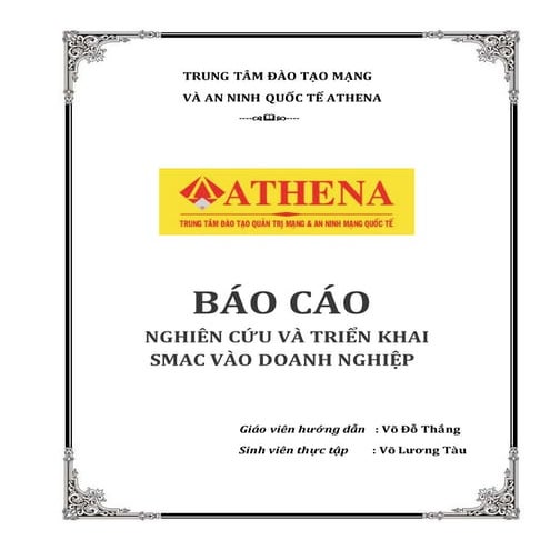 Báo cáo nghiên cứu và triển khai SMAC vào doanh nghiệp- Võ Lương Tàu