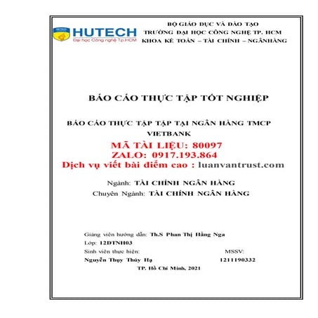 Báo cáo thực tập tập tại Ngân hàng TMCP Việt Nam Thương Tín