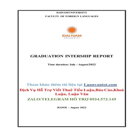 Báo cáo thực tập tiếng anh trường đại học đại nam,9 điểm
