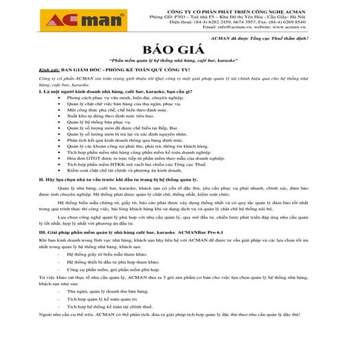 PHẦN MỀM NHÀ HÀNG - ACMAN BAR KARAOKE 6.1