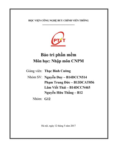 Kĩ thuật bảo trì phần mềm
