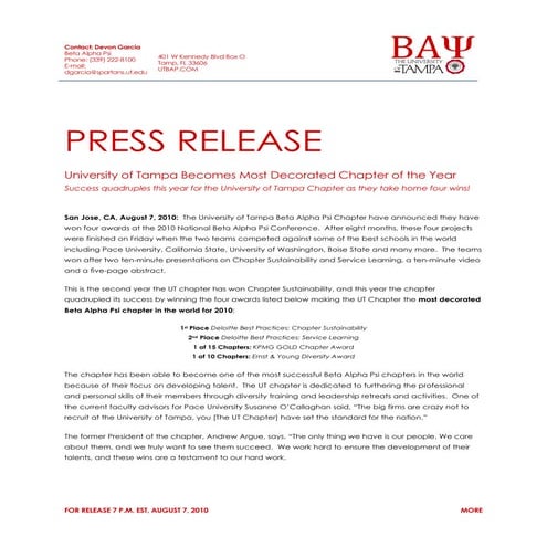 UT BAP Wins National Award