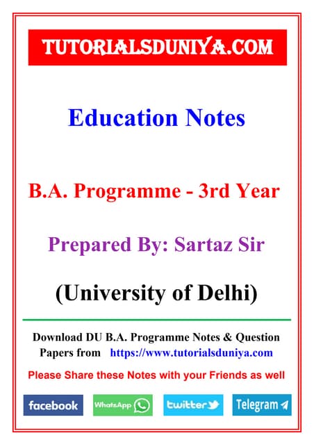 DU BA programme education notes Sartaz Sir Notes