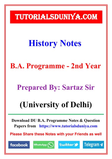 Ba programme history notes Sartaz Sir Notes