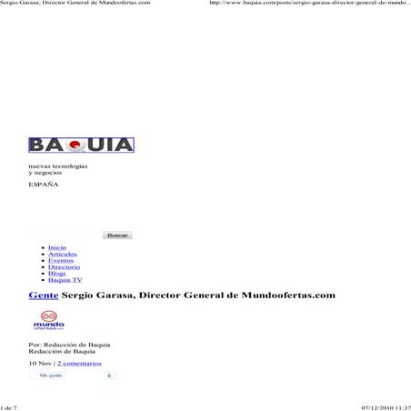 Baquia Entrevista Sergio Garasa, Director general mundo ofertas 10nov09
