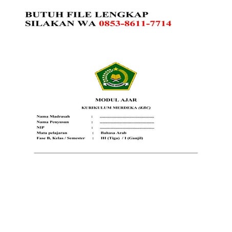 Modul Ajar Bahasa Arab Kelas 3 Kurikulum Berbasis Cinta Pdf