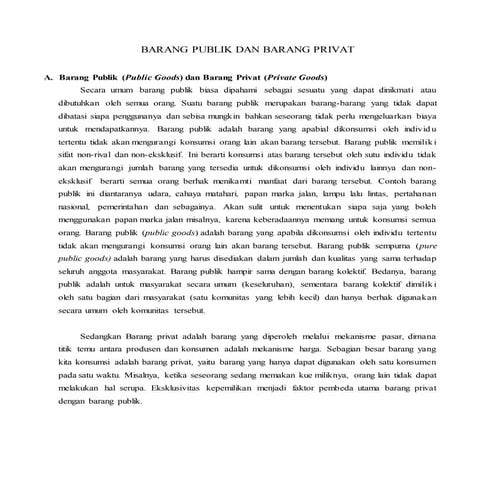 Barang publik dan barang privat