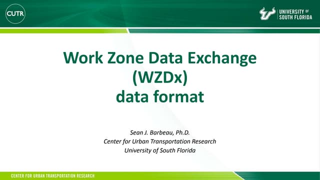 Work Zone Data Exchange (WZDx) format