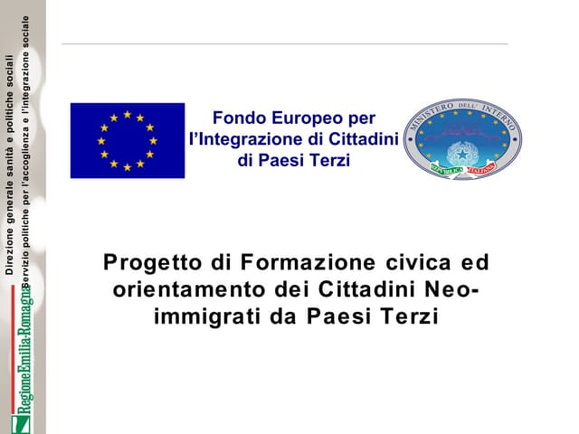 Progetto di Formazione civica ed orientamento dei Cittadini Neo-immigrati da Paesi Terzi