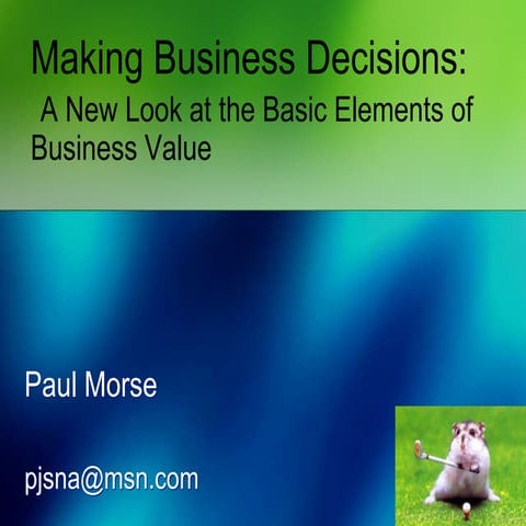 Decision Making with Cost, Value and Risk