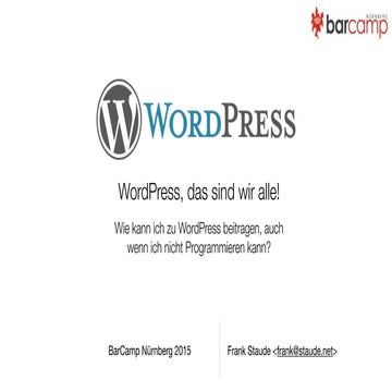 WordPress – das sind wir alle! (BarCamp Nürnberg)
