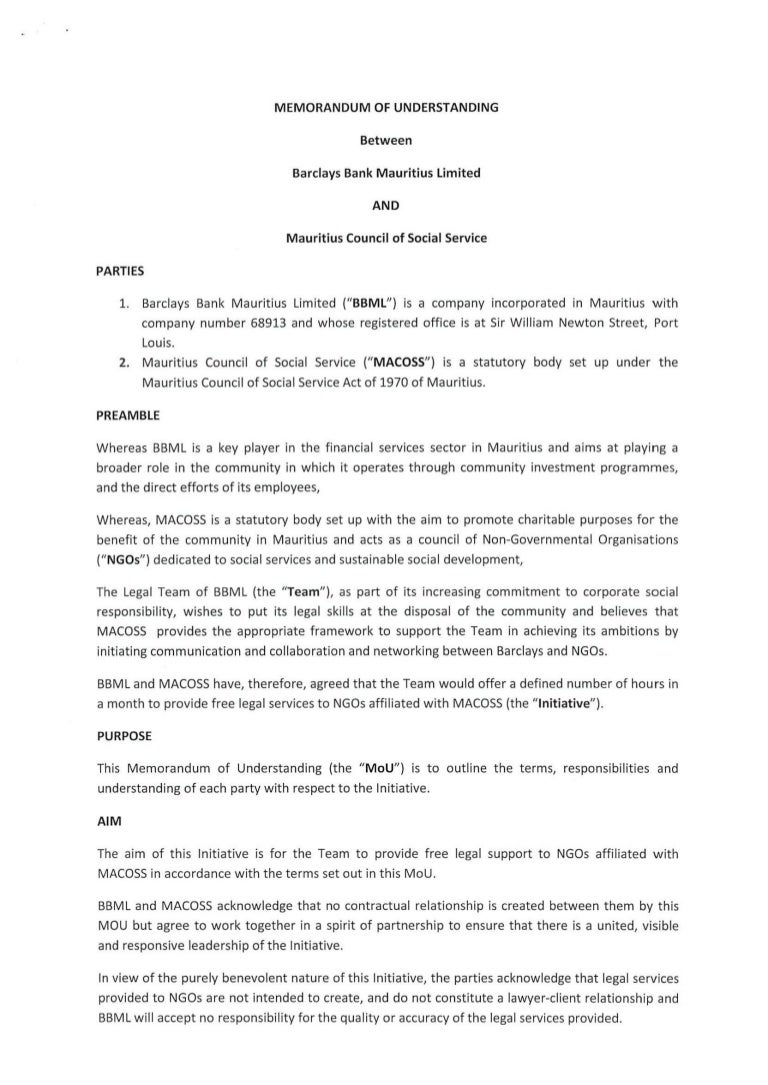 mou between barclays and macoss advertising plan template