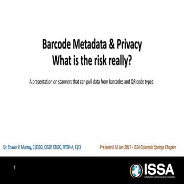 Barcode Metadata & Privacy - What is the risk really?