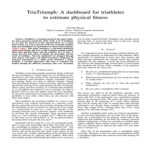 TriaTriumph: A dashboard for triathletes to estimate physical fitness (draft)