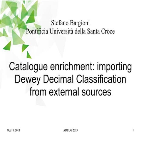 Catalog enrichment: importing Dewey Decimal Classification from external sour...