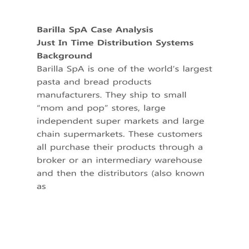 Halden Zimmermann - Barilla spA case analysis Part 1