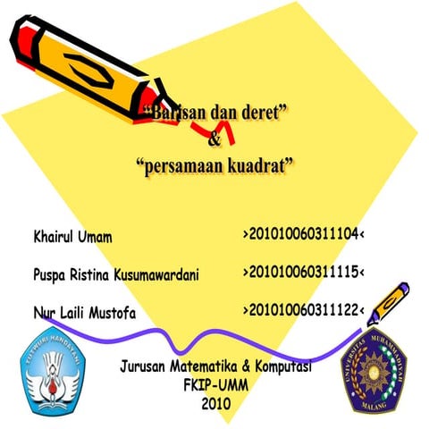 Barisan & deret persamaan kuadrat (kelompok 14)