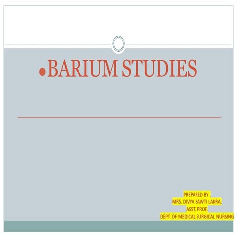 Barium Meal procedure in radiology department | PDF