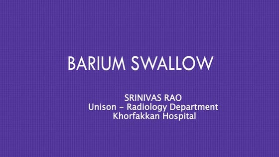 Barium Swallow procedure in radiology department | PDF | Digestive ...