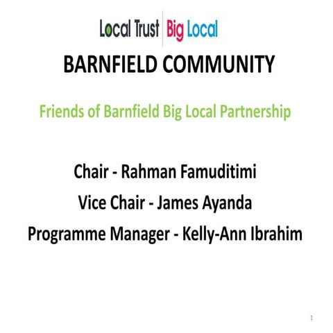 Barnfield Community's Big Local Plan, June 2013