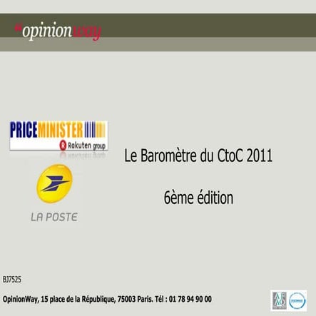 Baromètre du CtoC 2011 - PriceMinister - La Poste - 12 octobre 2011