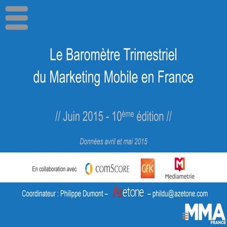 Baromètre mobile marketing association France - 1er trimestre 2015
