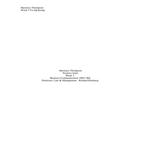 Baroness thompson m3 business communication