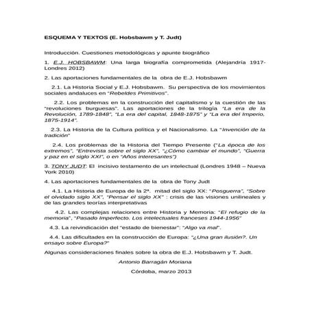 Barragán antología de textos hobsbawm y t judt