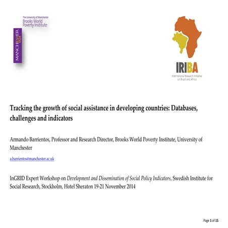 Tracking the growth of social assistance in developing countries: Databases, ...