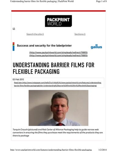 Barrier of packaging
