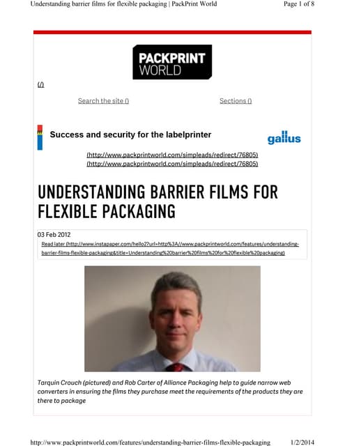 Barrier of packaging