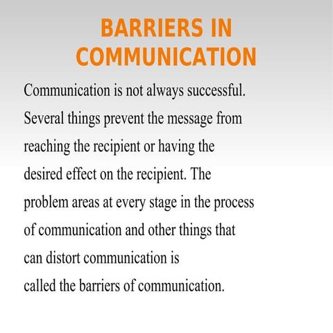 Communication Barriers