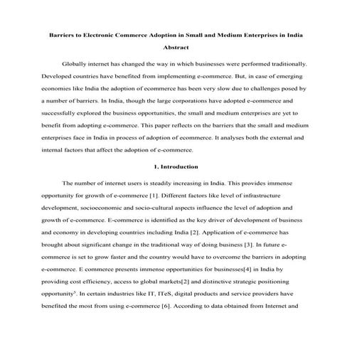 Barriers to Electronic Commerce Adoption in Small and Medium ...