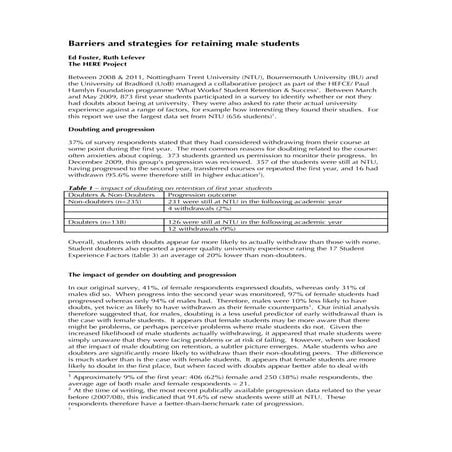Barriers and strategies for retaining male students research summary