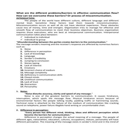 Barriers in effective communication