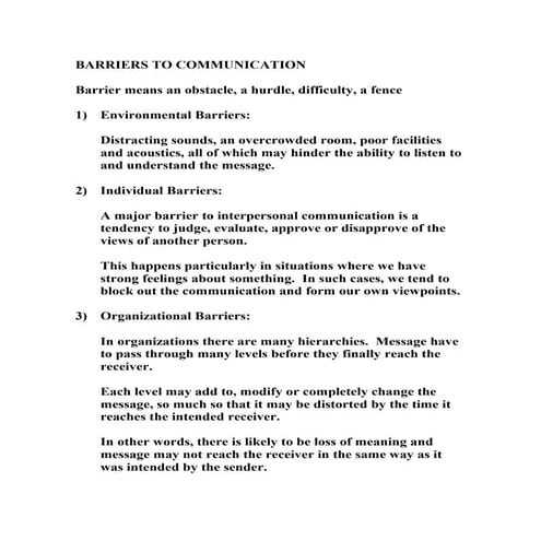 Barriers to communication | DOC